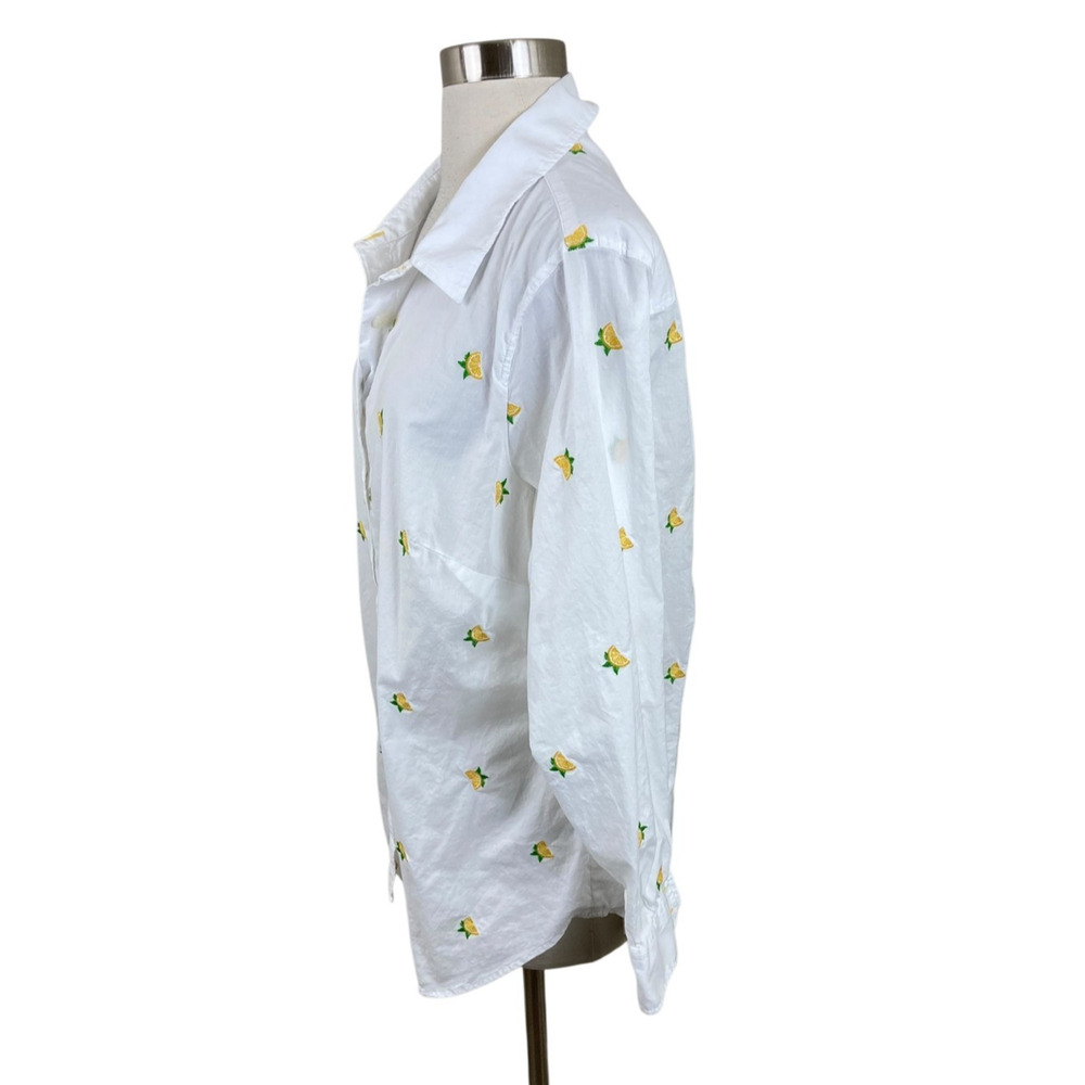 Talbots 1x Embroidered Lemon Button Front Shirt C… - image 2